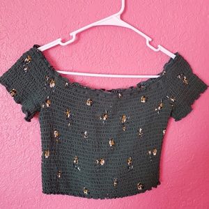 A&F Smocked Off the Shoulder Crop Top